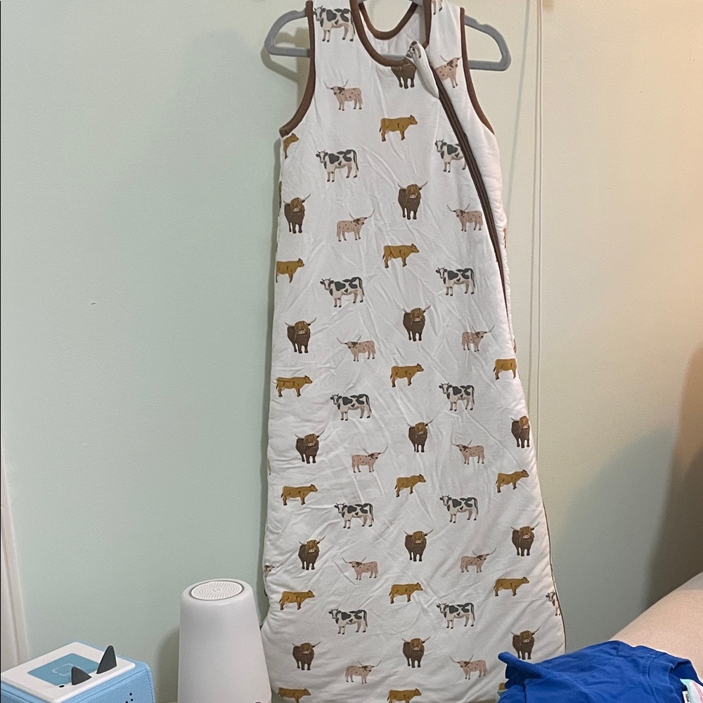 Kyte BABY Sleeveless Cow Print Dress - White and Brown